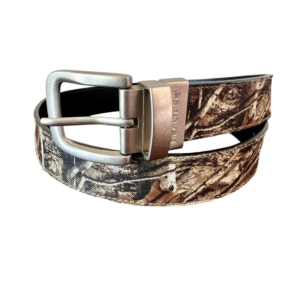 Realtree Mens Camo/Black Reversible Belt Medium 34-36 Faux Leather